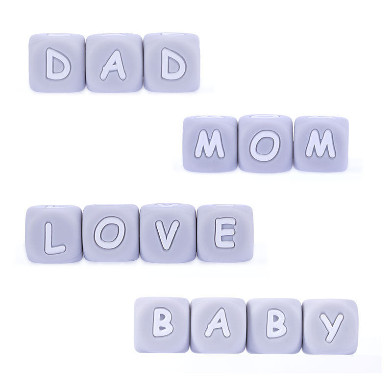 Wholesale 100pcs Silicone English Alphabet Beads 12MM Beads